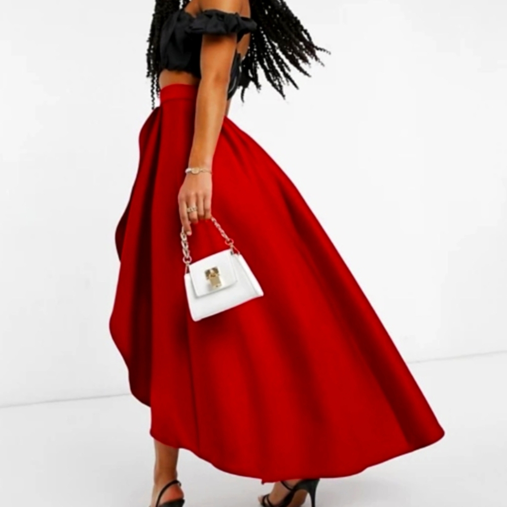 ASOS Red High-Low Skirt